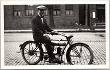 **MODERN PRINT Real Photo RPPC Postcard Man on MOTORCYCLE Repro / Unused picture