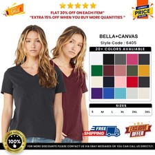 Bella + Canvas 6405 Womens Short Sleeve Relaxed Jersey V-Neck Casual Fit T-Shirt picture