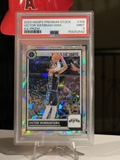 2023-24  NBA Hoops Premium Stock Victor Wembanyama #108 Ice Prizm RC PSA 9 picture