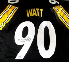 T.J. Watt / Autographed Pittsburgh Steelers Black Custom Football Jersey / COA picture