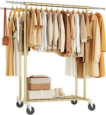 Heavy Duty Clothes Rack, Rolling Clothing Rack for Hanging Clothes with Shelves picture