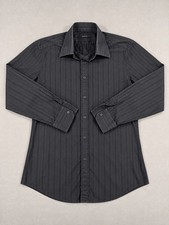 Gucci Black Tonal Stripe Dress Shirt 44 17.5 Italy picture