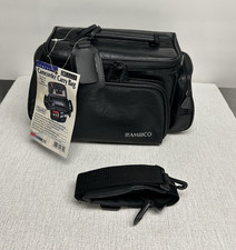 NEW - AMBICO V-4465 Leather Padded Camcorder Shoulder Bag w/ Strap, Black picture