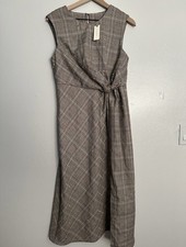 New Anthropologie Maeve 8 Reese Dress Midi Plaid Twist Front Academia Modest picture