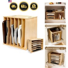 6 Tier Wooden Tray Dividers for Cabinets, Cookie Sheet Organizer 15.7