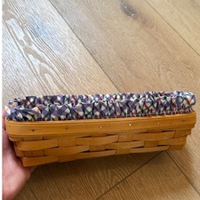 Longaberger Handwoven Cracker Bread Basket 1997 Plaid Liner & Plastic Protector picture