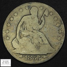 1855 O with Arrows Seated Liberty Silver Half Dollar 50C - Cleaned picture
