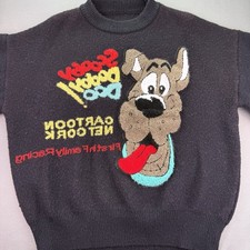 Vtg SCOOBY DOO Sweater Cartoon Network First Family In Racing 3D Scooby Doo Sz L picture