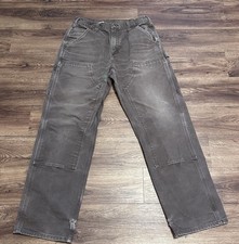 Carhartt Pants Men's 32x32 Brown Distressed Loose Original Fit Double Knee B136 picture
