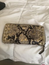 Coach Metallic Embossed Snake Print Leather Accordion Wallet with Studs picture