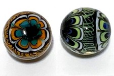 22mm Rinky Dink Handmade Art Glass Marbles (7/8 in) Pk 2 w Stands Clear w Swirls picture