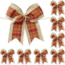 8 Pcs Fall Bows for Wreath, Plaid Thanksgiving Bows, 7 Inch picture