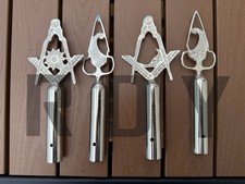 Masonic Lodge Silver Pole Toppers, Freemason Ceremonial Decorative Tops Set of 4 picture