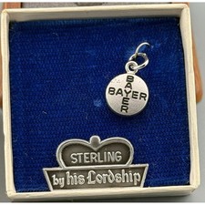 Vintage Charm Sterling Silver Bayer Aspirin Pharmacy Advertising 3/8