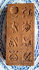 RARE WOODEN GERMAN Springerle Speculaas Butter Cookie Stamp Press Mold 8 PRINTS picture