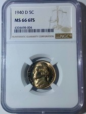1940D Jefferson Nickel 5C - NGC MS66 6FS - Super Sharp Strike (see steps) picture