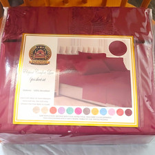 PAPAPIYAY Elegant Comfort Lace 6pcs Queen Sheet Set Burgundy Microfiber picture