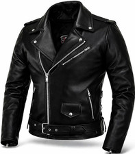 Men's Genuine Leather Biker Jacket / Premium Black Motorcycle style. picture