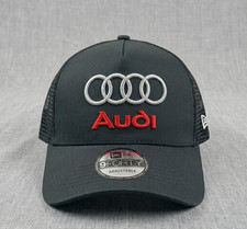 Audi Logo 2D Flat Hat Black Trucker Cap Adjustable Mesh Back Embroidered picture