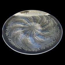 Antique René Lalique ‘Chicoree’ Plate Opalescent Glass Swirl Leaves Circa 1921 picture