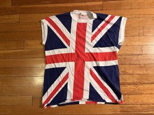 VINTAGE 80s British Union Jack Sleeveless Shirt Men's M Multicolor Single Stitch picture