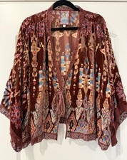 NEW Johnny Was Kimono Geo Dazy Velvet Burnout Maroon Turquoise Southwest XL XXL picture