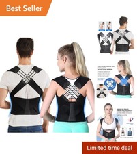 Adjustable Posture Corrector Back Support Brace Men Women Large Black picture