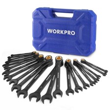 WORKPRO 22-Piece Ratcheting Wrench Set 72 Teeth Anti-slip with Organizer Box USA picture