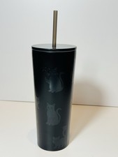 New Starbucks Halloween 2026 BLACK CAT Cold Tumbler 23 oz Glows In The Dark picture