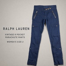 VTG Polo Ralph Lauren Europe Britten Parachute Cargo Pants Conmar Zippers Size 2 picture
