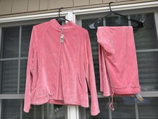 Talbots Y2K pink velour Track Suit Size Large petite New with tags picture