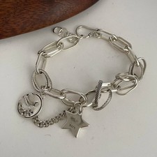 Solid 925 Sterling Silver Bracelet for Women | Vintage Handmade Simple Bangle picture