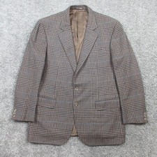 Vintage Ermenegildo Zegna Jacket Mens Large Brown Houndstooth Plaid Sport Coat picture