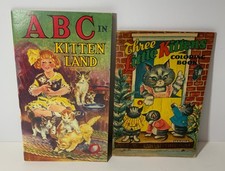 VTG Kitten Books Saalfield Coloring 1955, ABC Reversible Book ABC Puppyland 1983 picture