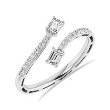 10K White Gold Bypass Ring for Womens 1/2 CTW Natural Diamond Stacking Band picture