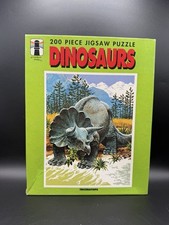 VTG 1975 Rainbow Works Jigsaw Puzzle Dinosaurs Triceratops 200 Pc 14x18 SEALED picture