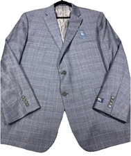 VTG Hart Schaffner Marx Sport Coat Sz 54L Blue Windowpane Wool Blazer Jacket NOS picture