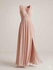 Lulus Heavenly Hues Blush Pink Chiffon Pleated Maxi Dress NWT Prom M Softgirl picture