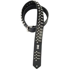 Levy's Boot Leather Guitar Strap With Metal Bullets Black picture