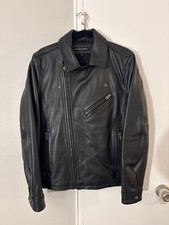 Wilsons Leather Men's Black Leather Biker Jacket, Size XS, Lined Pockets picture