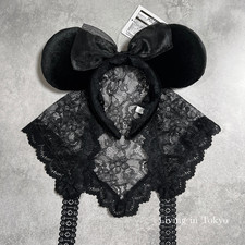 Tokyo Disney Resort Halloween 2026 Minnie Ears Lace Veil Headband Black Japan picture