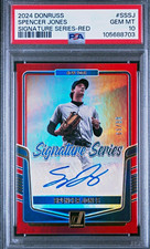 Panini 2024 Donruss Spencer Jones Signature Series Red /99 PSA 10 Auto RC NYY picture