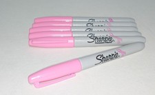 Lot of 6 Sharpie Breast Cancer Awareness Pink Ribbon Fine Tip Permanent Markers picture