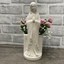 Vintage Ceramic Praying Madonna Virgin Mother Mary Relpo Planter Vase MCM 10” picture