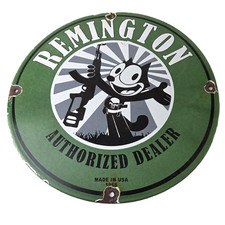 Vintage Remington Firearms Sign - Felix the Cat Dealer Gas Pump Porcelain Sign picture