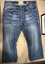 Ariat M4 Relaxed Boot Cut Jeans Mens 36x30 Blue Denim Western Cowboy picture