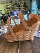 Longaberger Slanted- Wood Basket  and Dual Handles- 12