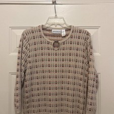 Alfred Dunner Women's Beige Knit Pullover Sweater with Metal Detail, Size M picture