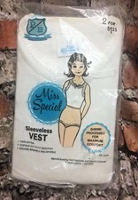 NOS Vintage 50s 60s Miss Special White Undershirt Cotton Tank Deadstock Retro   picture