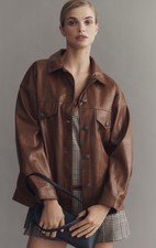 Anthropologie Pilcro The Weston Faux Leather Boyfriend Jacket Sz M Oversized picture